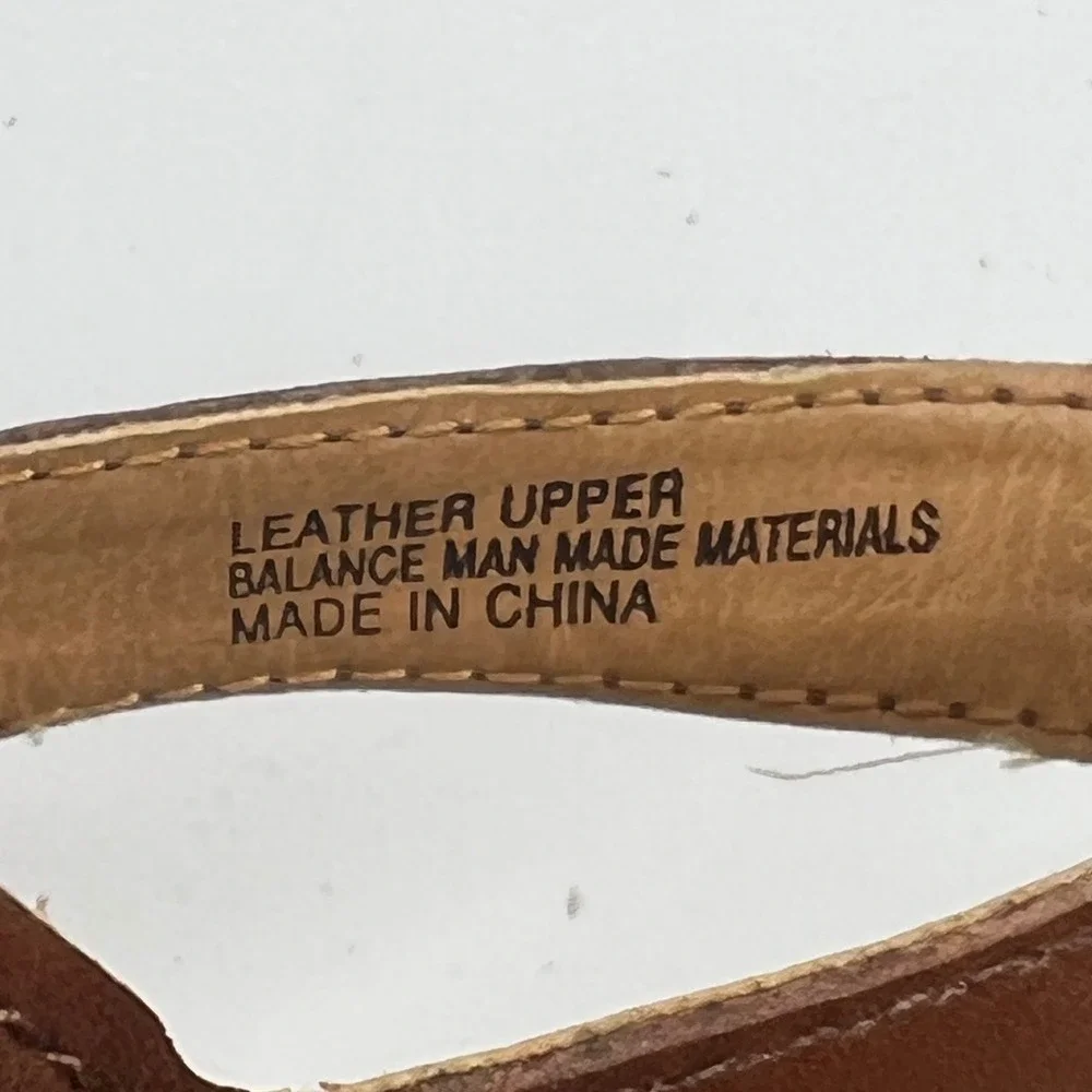 b.o.c.‎ Born Concept Brown Leather T-Strap Cork Wedge Sandals Comfort Strappy 10